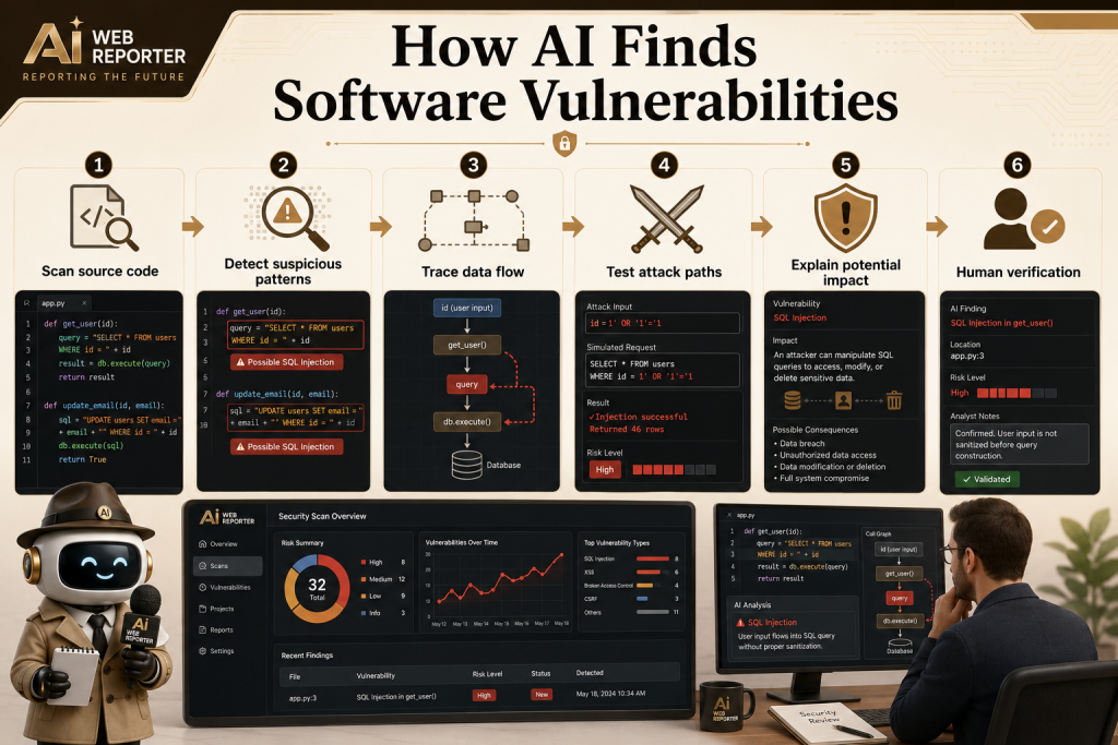 AI software vulnerability detection workflow from code scanning to human verification