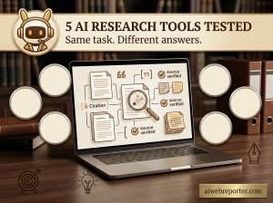 AI research tools comparison featuring Claude, ChatGPT, Gemini, Copilot and Perplexity