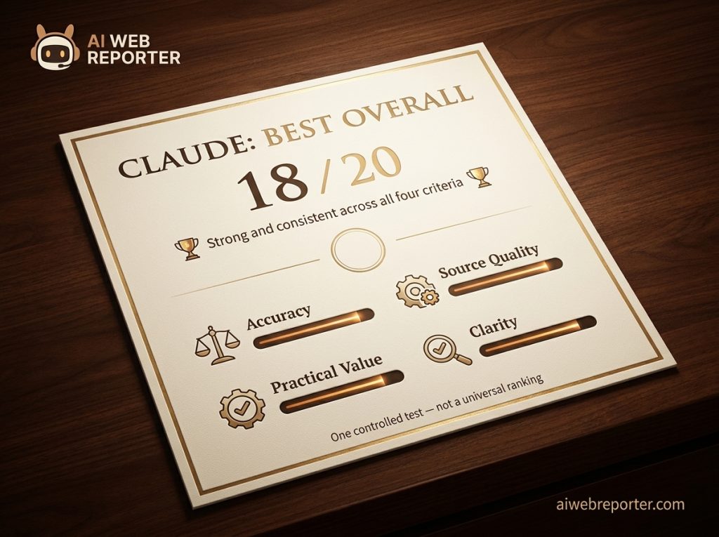 Claude ranked best overall in the controlled AI research tools comparison