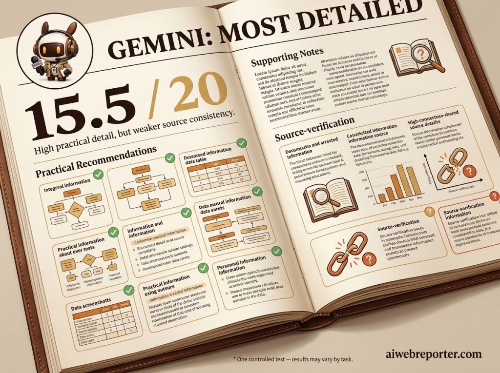 Gemini produced a detailed response in the AI research comparison
